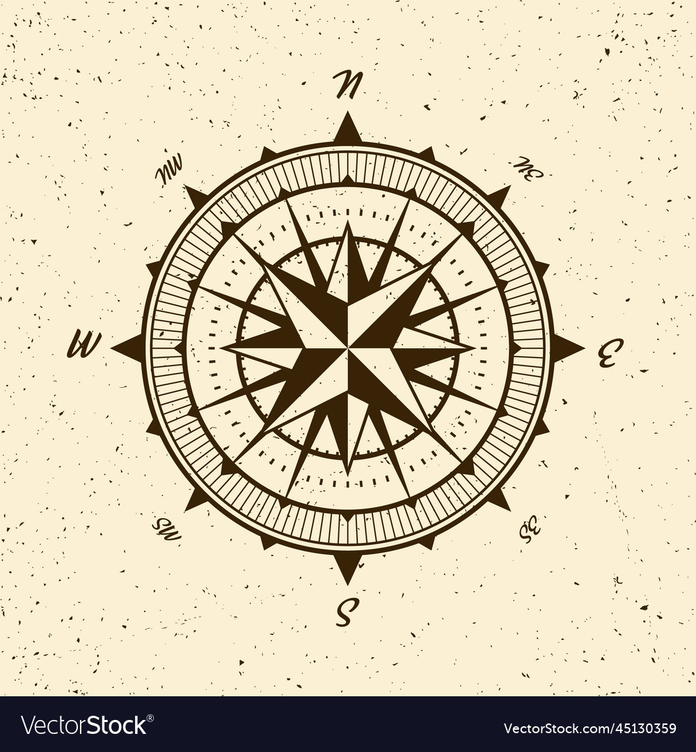 Vintage marine wind rose nautical chart Royalty Free Vector