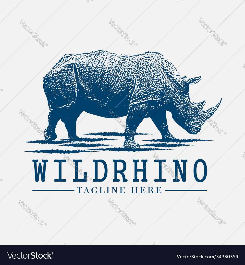 Wild rhino vintage logo design animal graphic Vector Image Wild rhino vintage logo design animal graphic Vector Image