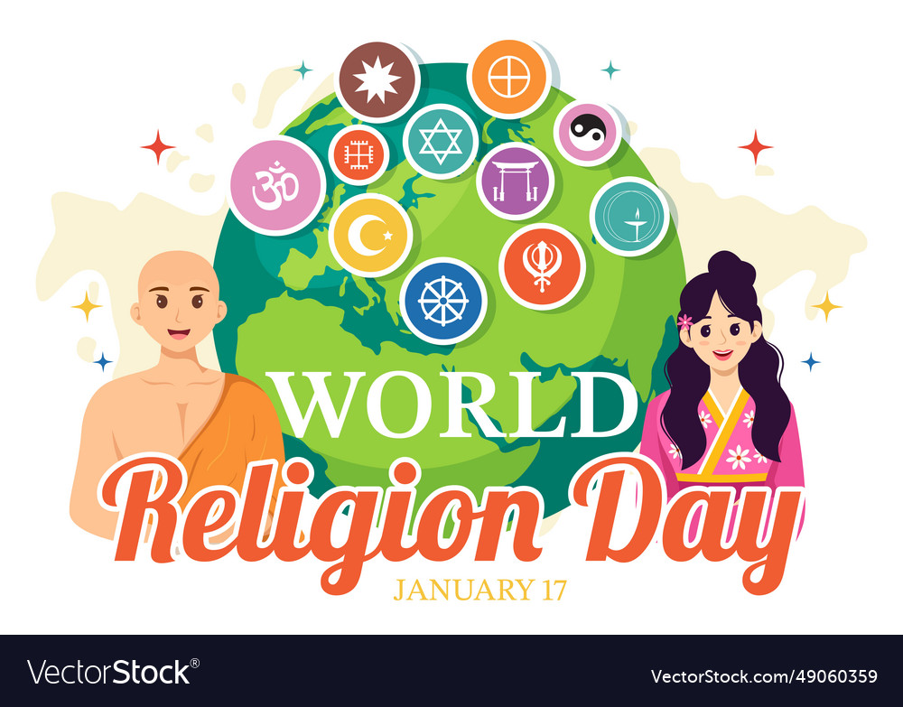 World religion day on 17 january with symbol Vector Image