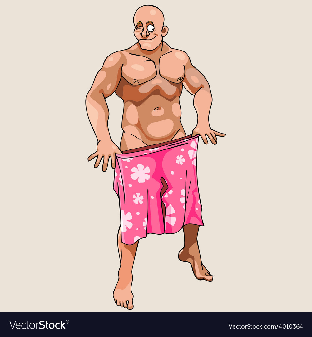 Cartoon naked man winks and covered shorts vector image on VectorStock.