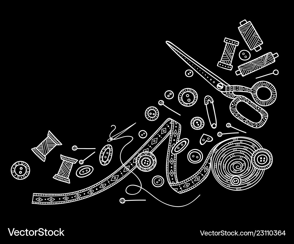 Needlework sewing tools Royalty Free Vector Image