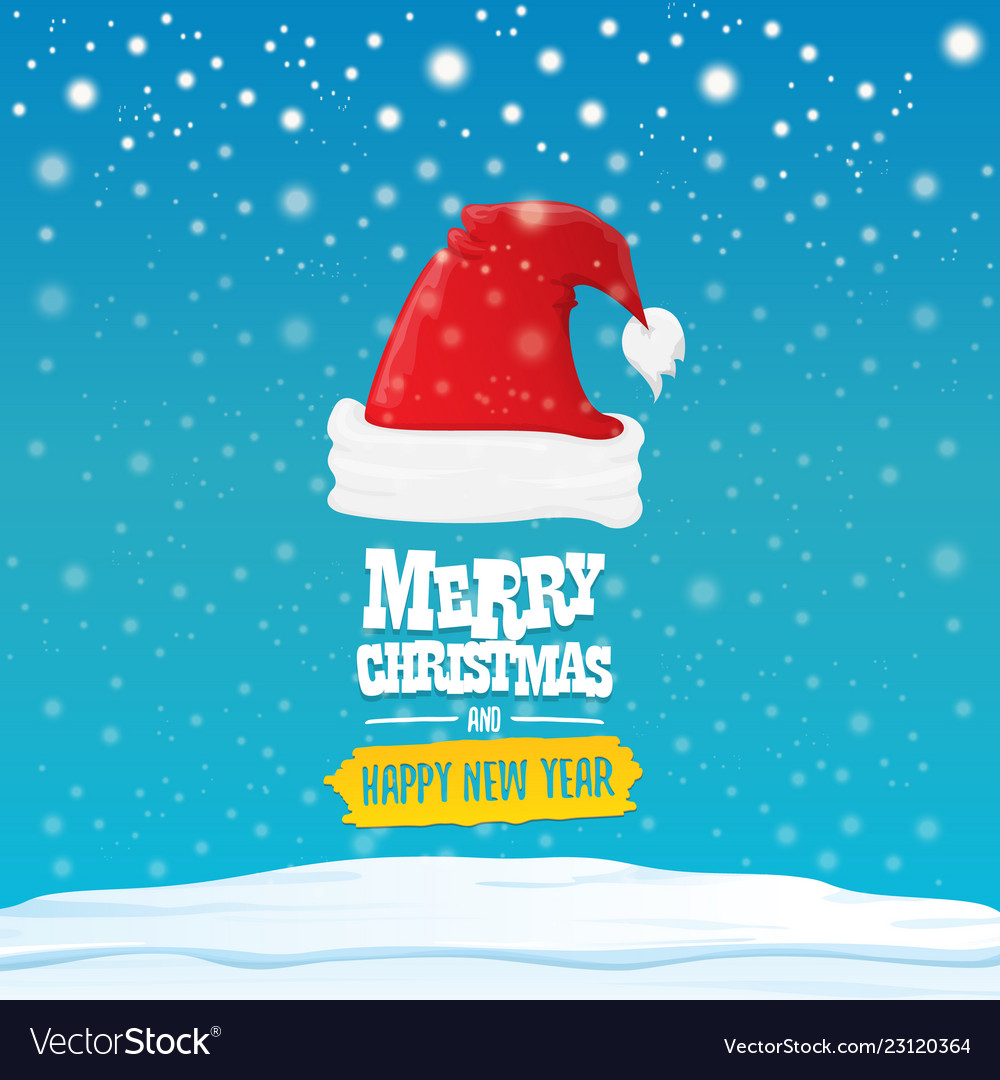 Red santa hat with greeting text merry Royalty Free Vector