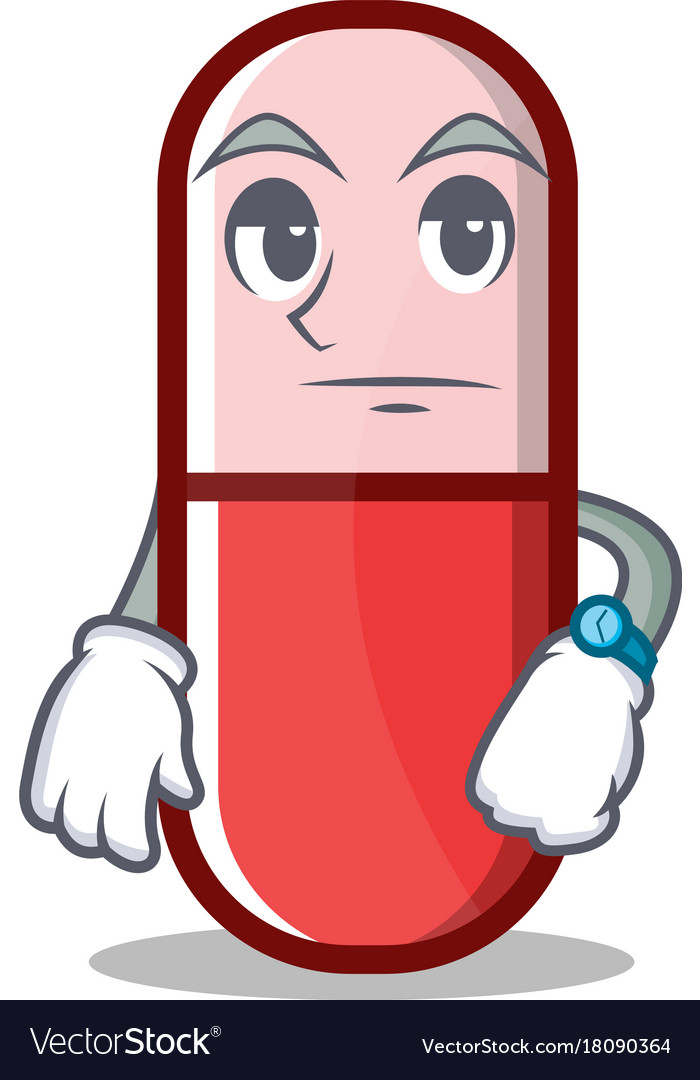 Waiting pill capsule cartoon character Royalty Free Vector