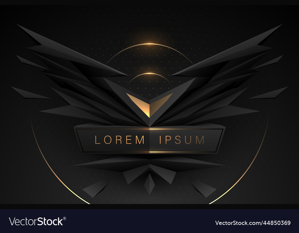 Abstract black and gold geometric wings background