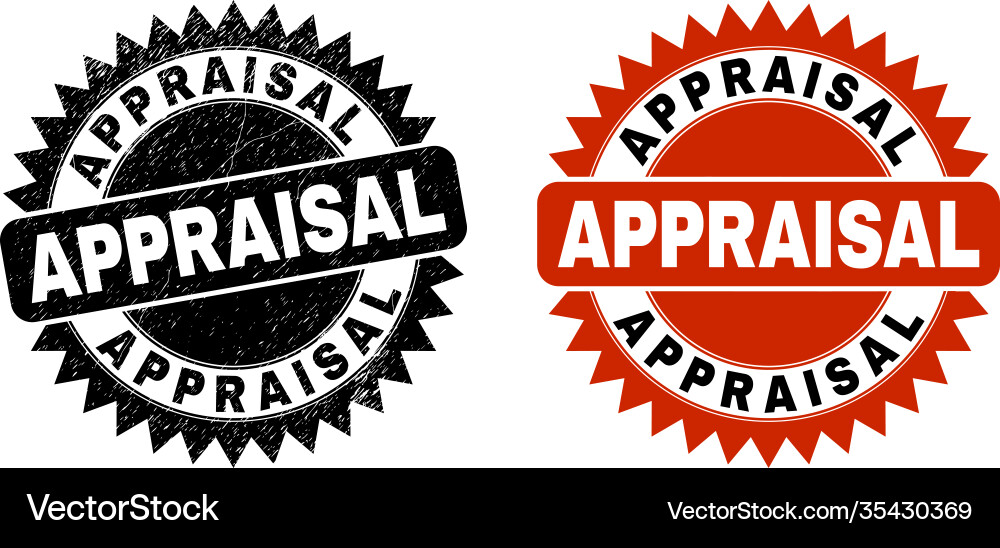 Appraisal black rosette stamp seal with corroded Vector Image