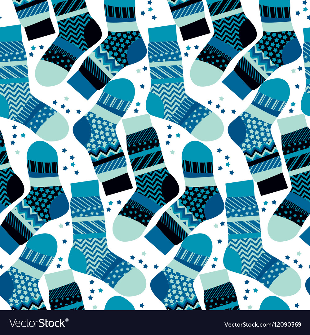Christmas blue striped socks wrapping paper in Vector Image