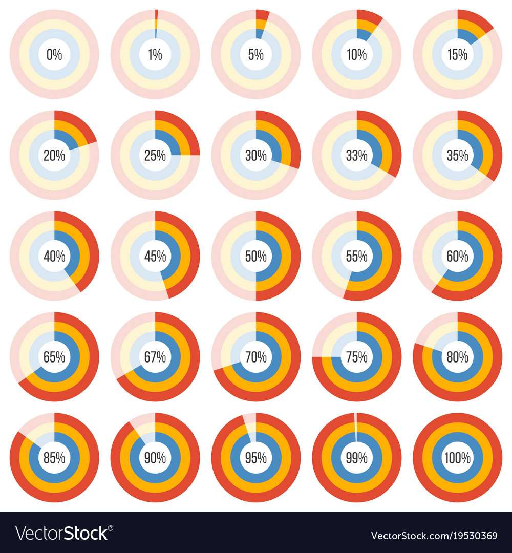 Group of doughnut chart diagram collection Vector Image