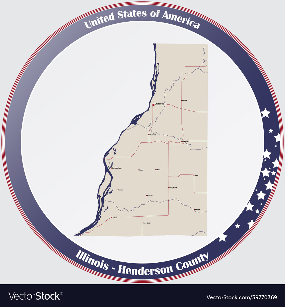 Map of henderson county in illinois Royalty Free Vector