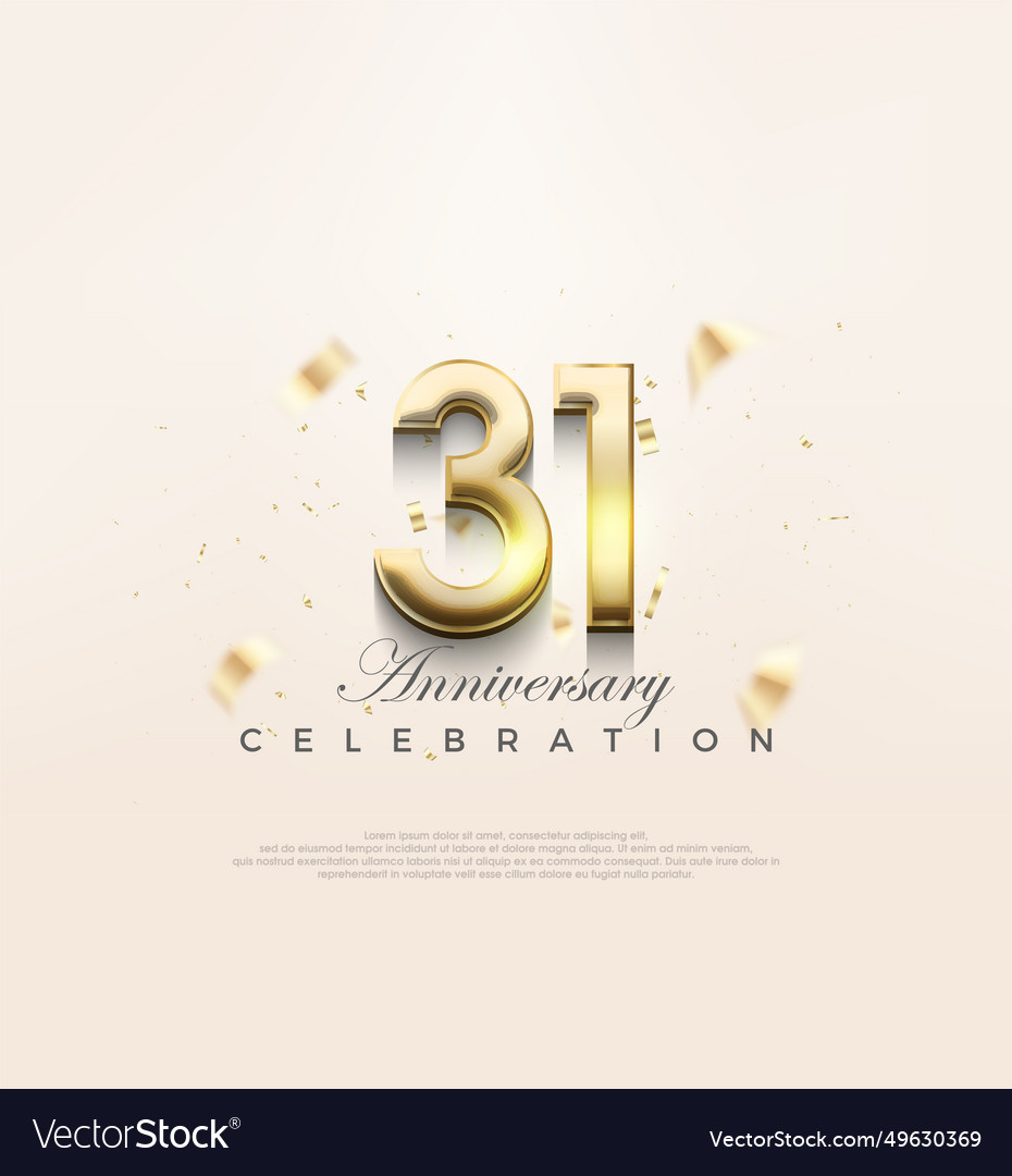 Modern gold 31st anniversary premium design Vector Image