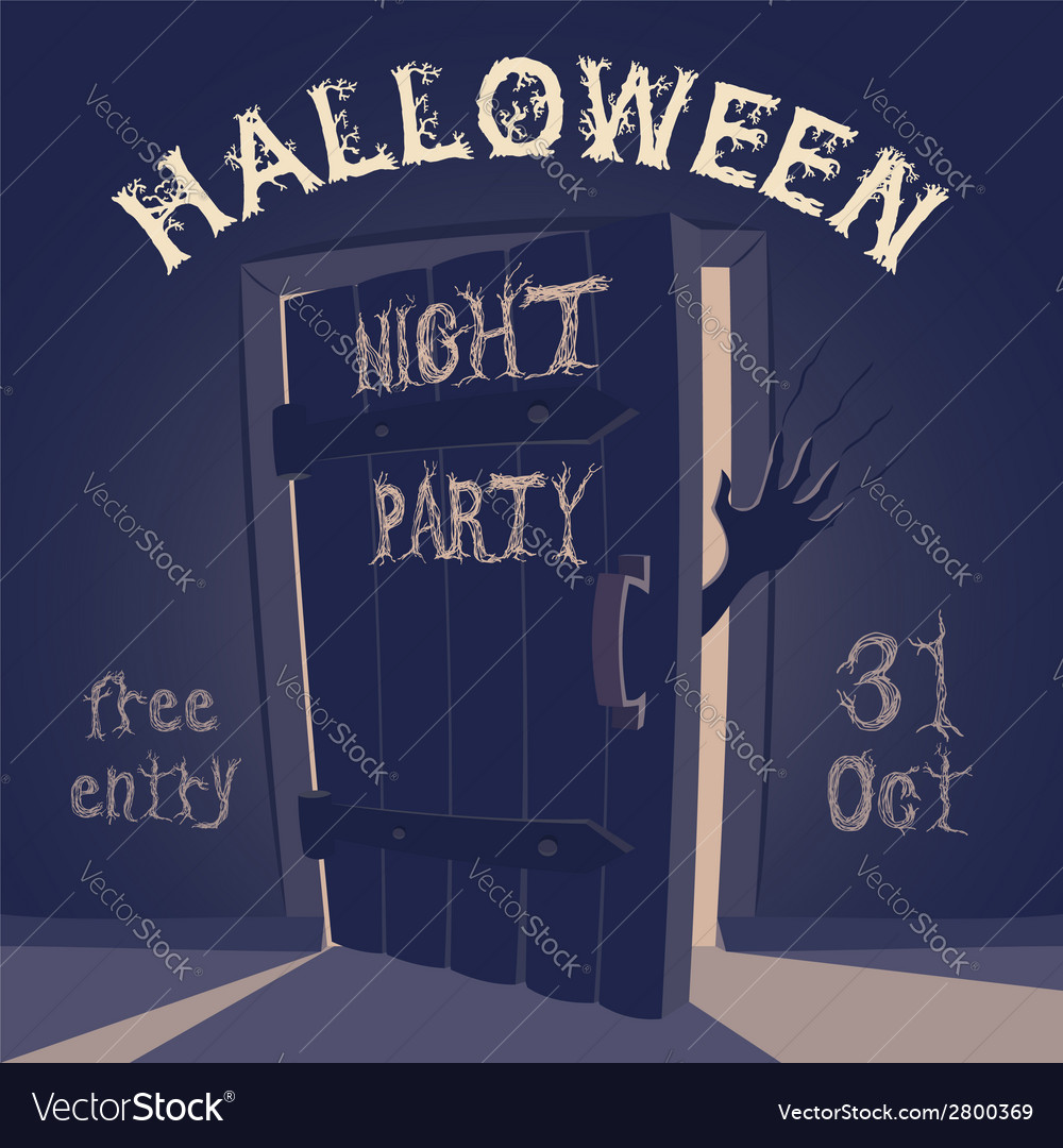 Open door on halloween night party