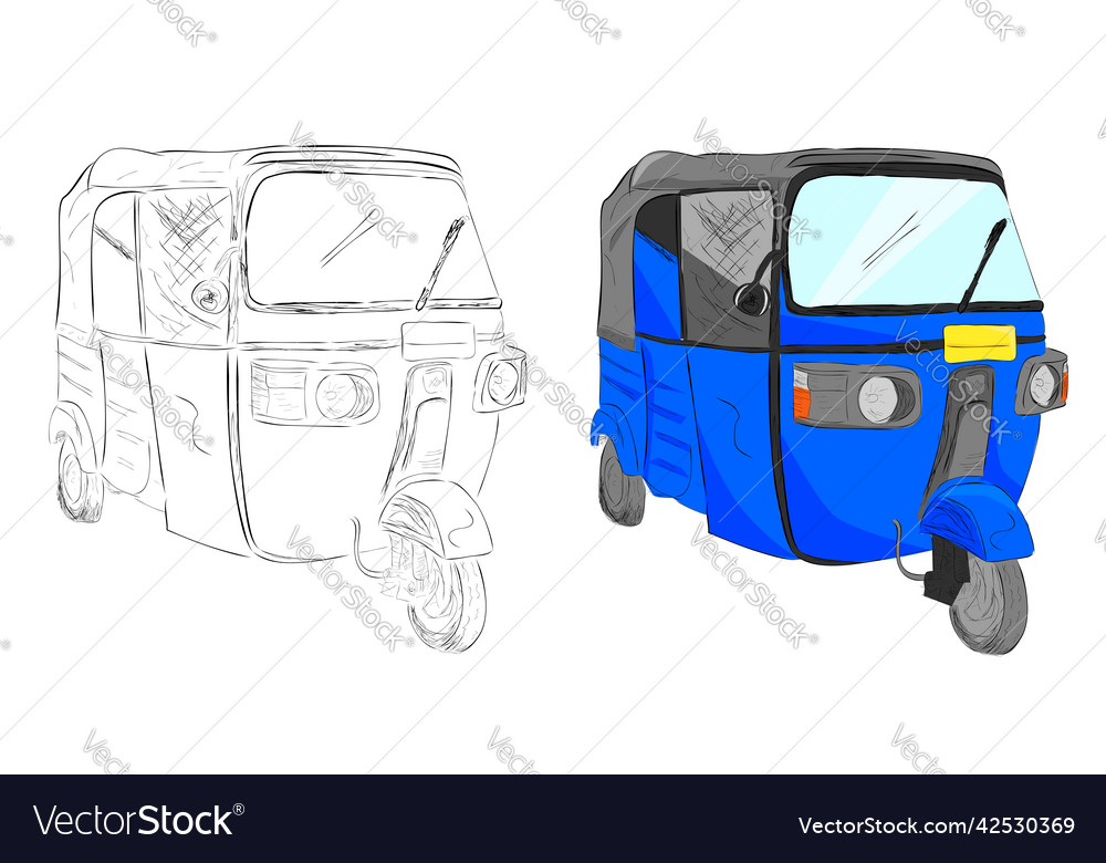 Simple set 2 hand draw sketch flat color of blue Vector Image