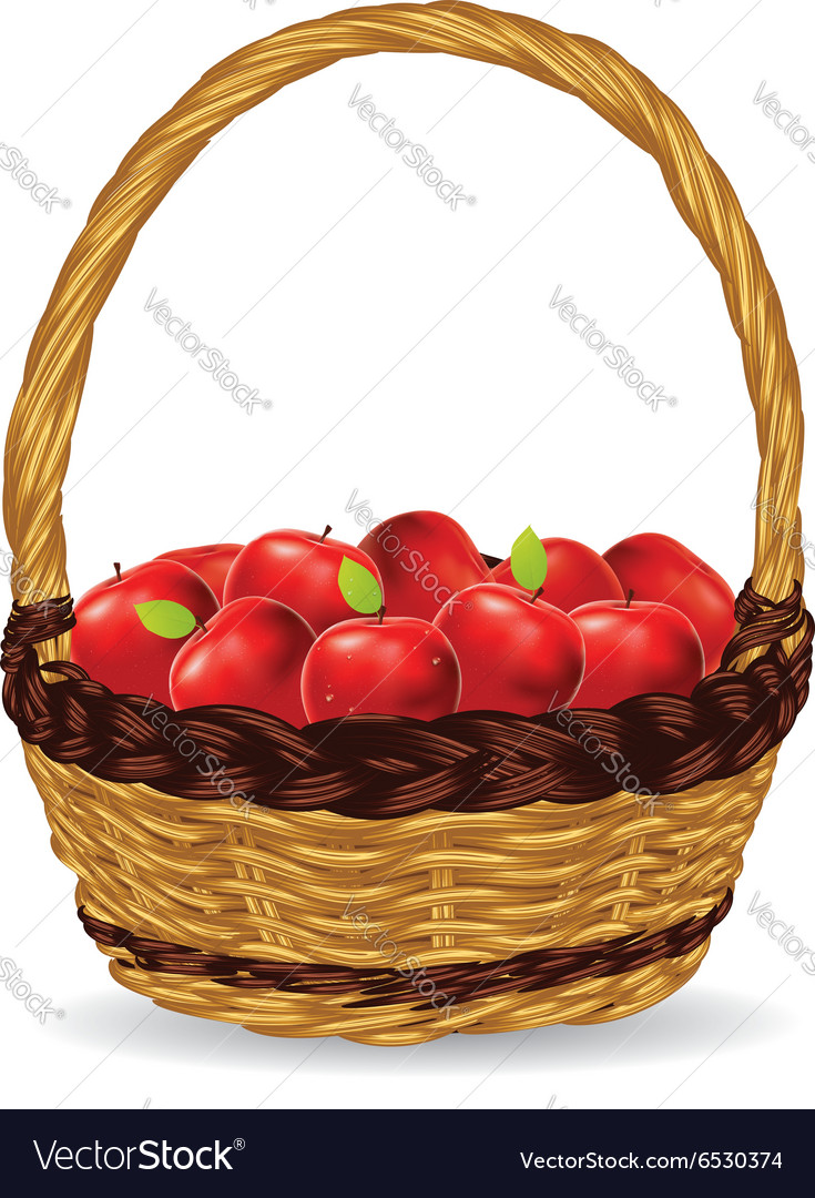 Basket of red apples2 Royalty Free Vector Image