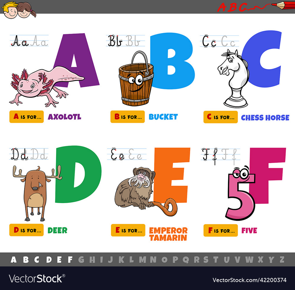 Educational cartoon alphabet letters for children Vector Image