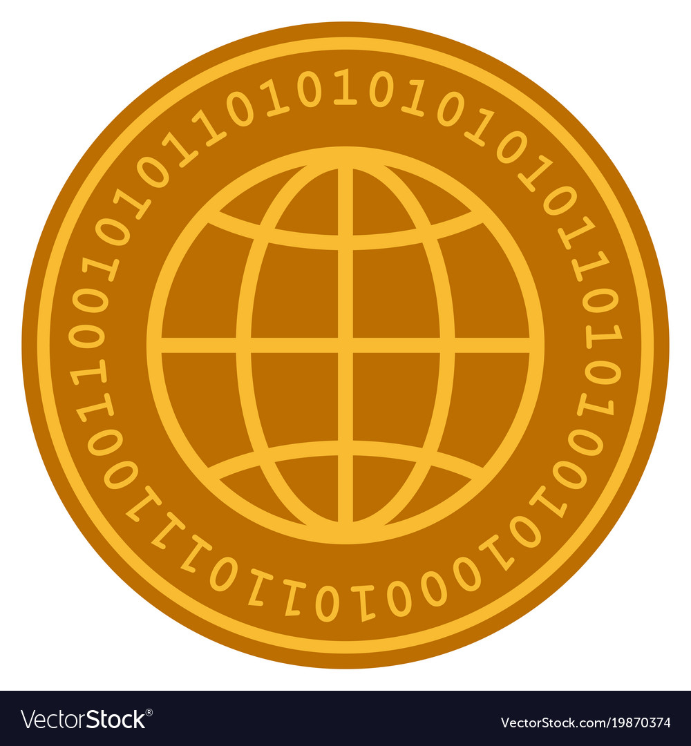 Globe digital coin Royalty Free Vector Image - VectorStock