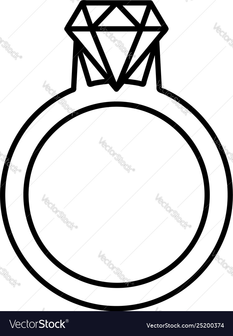 Gold ring with a diamond icon outline style Vector Image