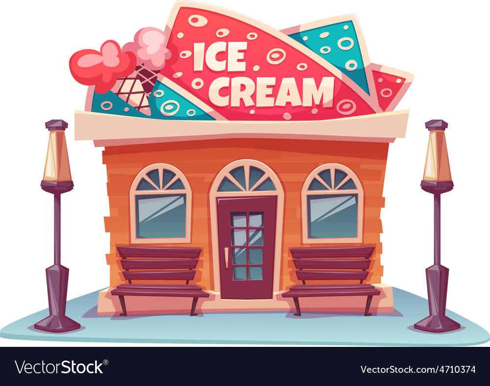 Ice cream shop building Royalty Free Vector Image