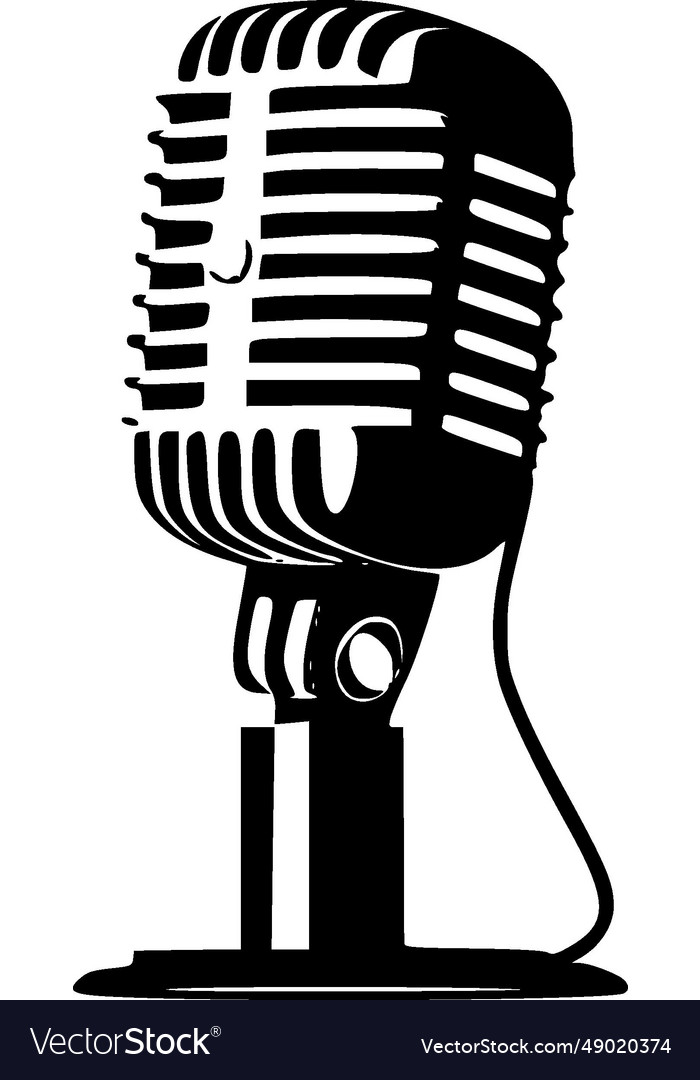 Microphone - black and white Royalty Free Vector Image