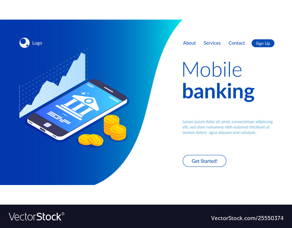 Mobile banking concept online bank template bank Vector Image