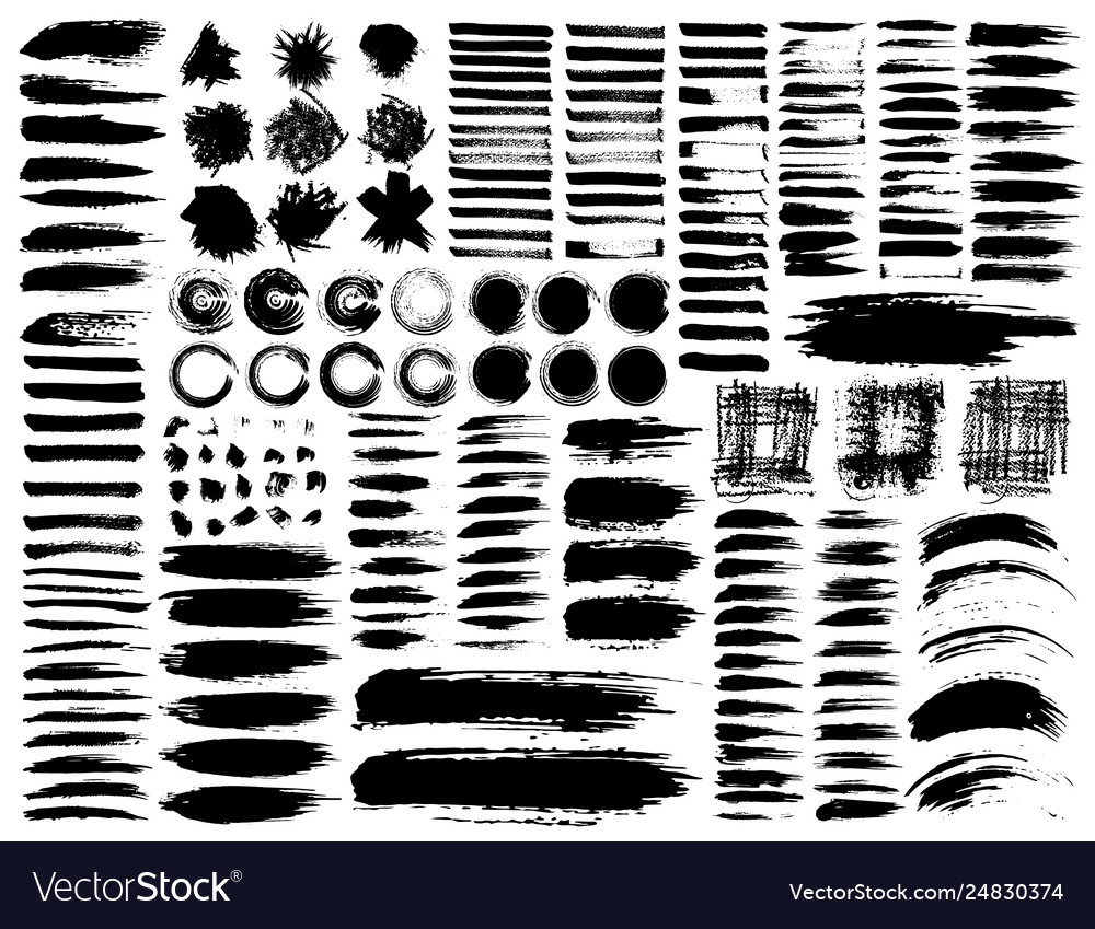 Set brush strokes black ink grunge brush vector image Set brush strokes black ink grunge brush