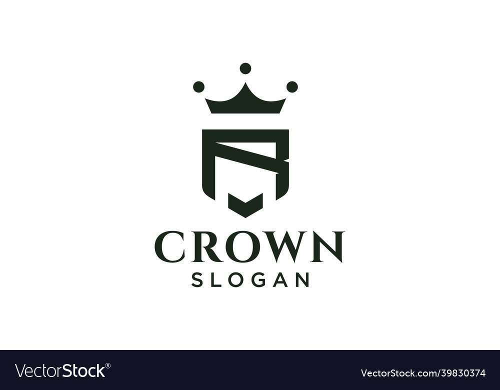 Vintage Crown Logo And Letter R Symbol Modern Vector Image