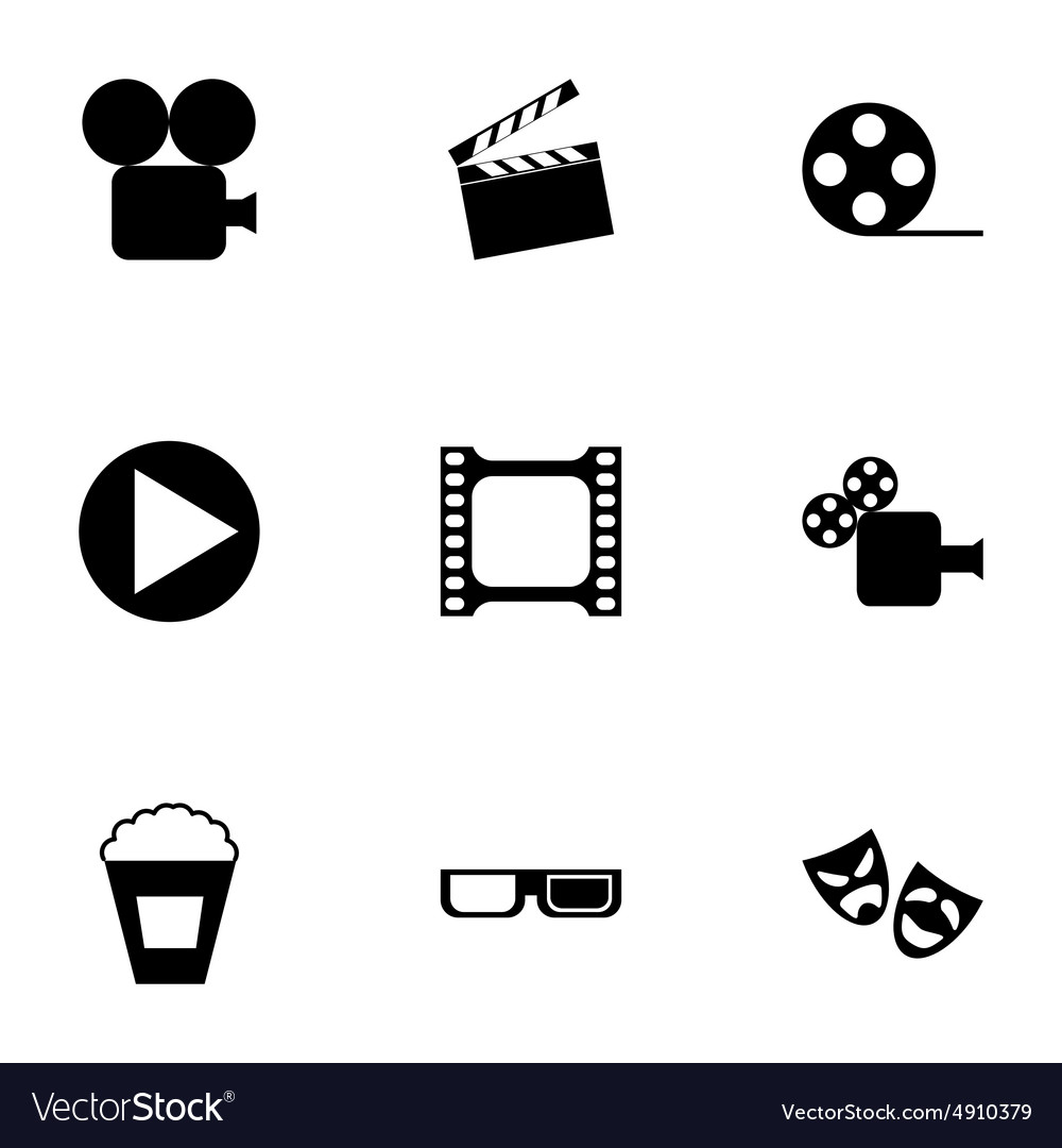 Schwarze Kino-Ikone Set Lizenzfreies Vektorbild