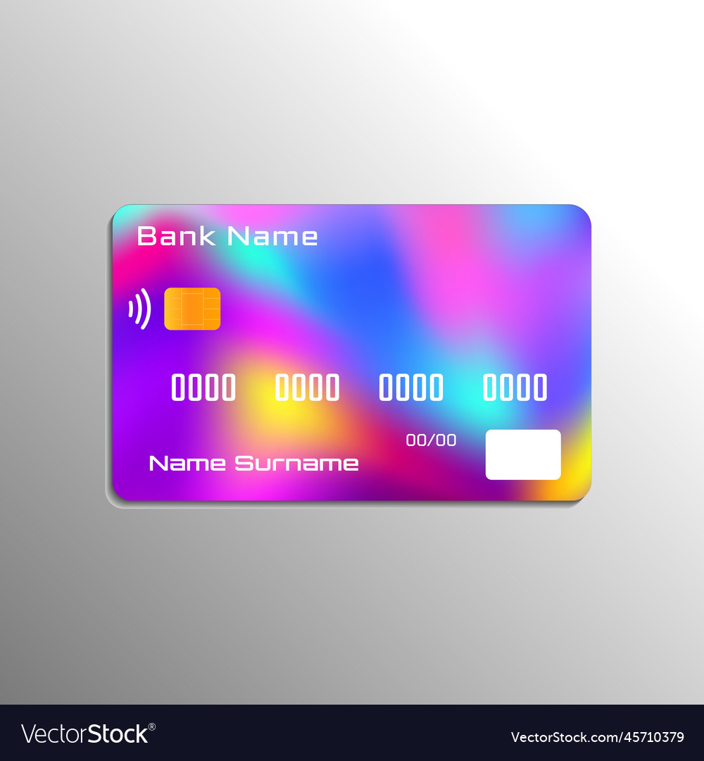 Credit debit colorful card with gradient mesh Vector Image