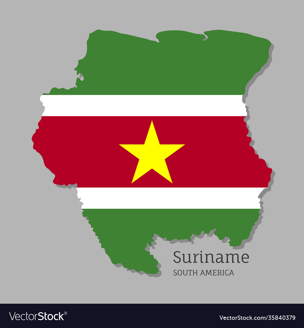 Map suriname with national flag Royalty Free Vector Image