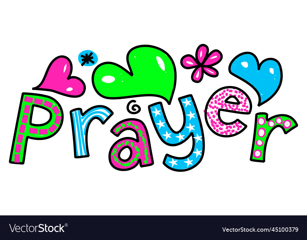 Prayer doodle text hand drawn lettering Royalty Free Vector