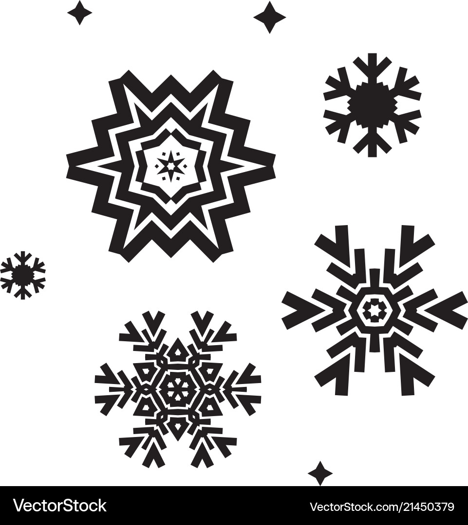 Snowflake black flat icon set Royalty Free Vector Image