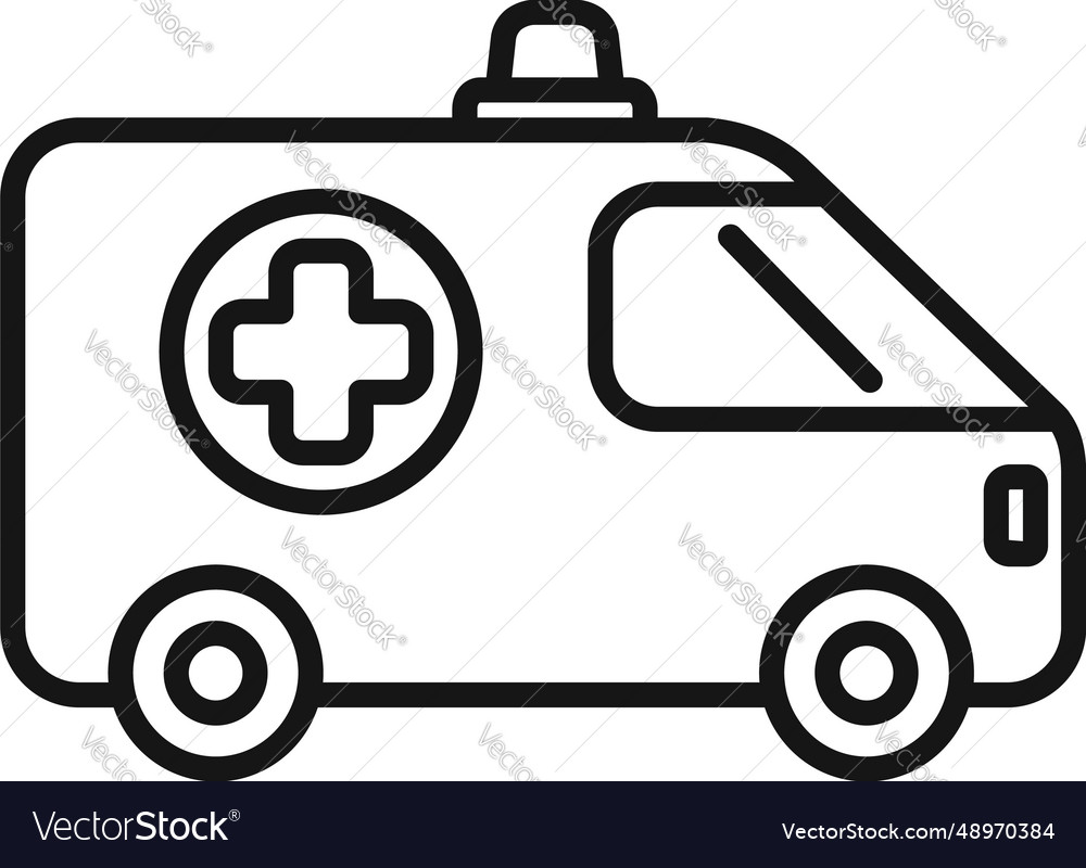 Ambulance car icon outline help people Royalty Free Vector