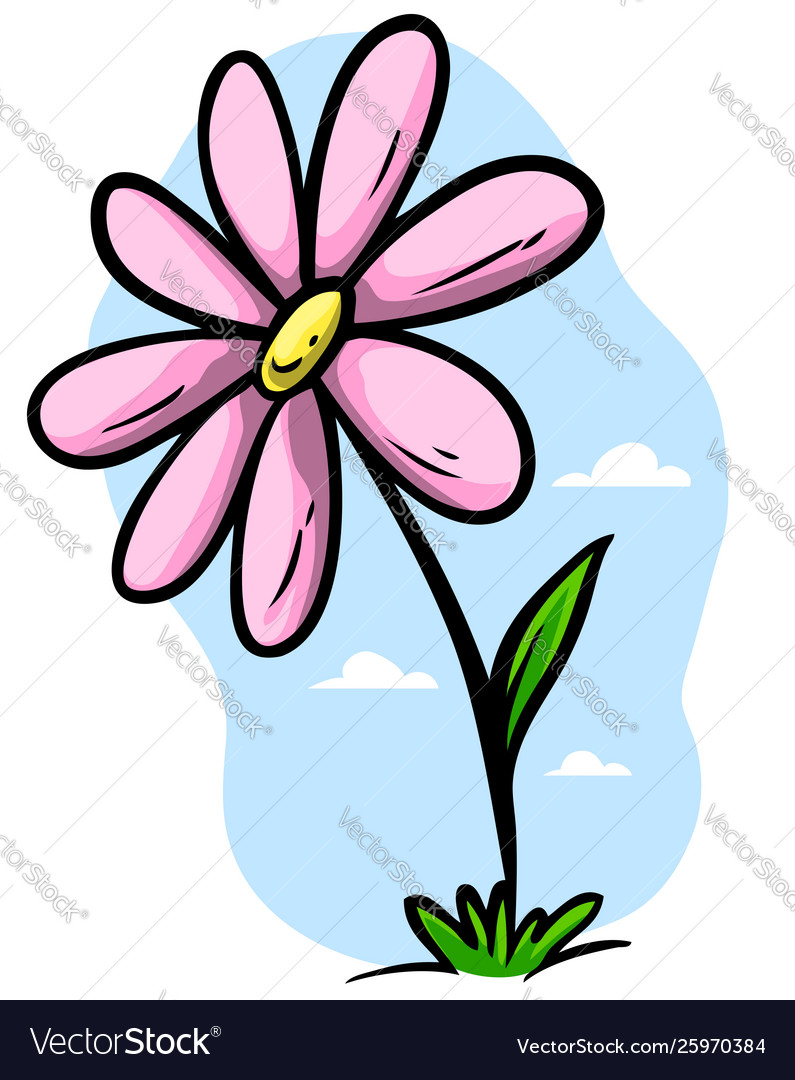 Cartoon pink flower icon Royalty Free Vector Image