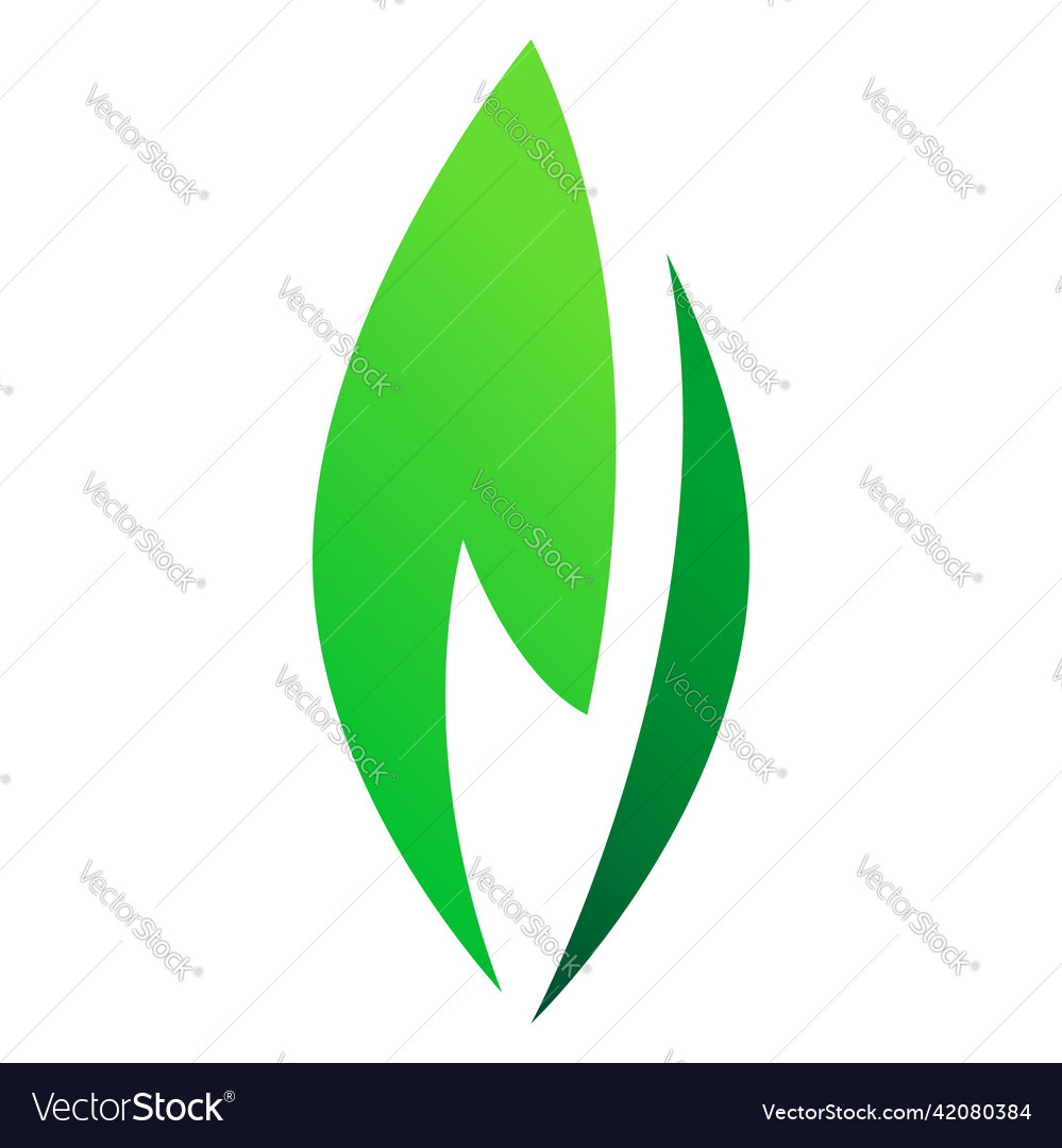 Green leaves set icons