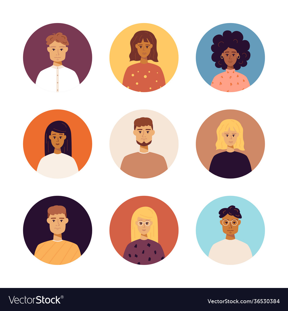 People Portraits Icons Royalty Free Vector Image