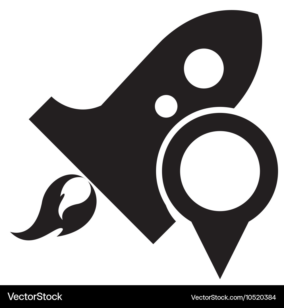 Rocket and gps map pointer icon Royalty Free Vector Image
