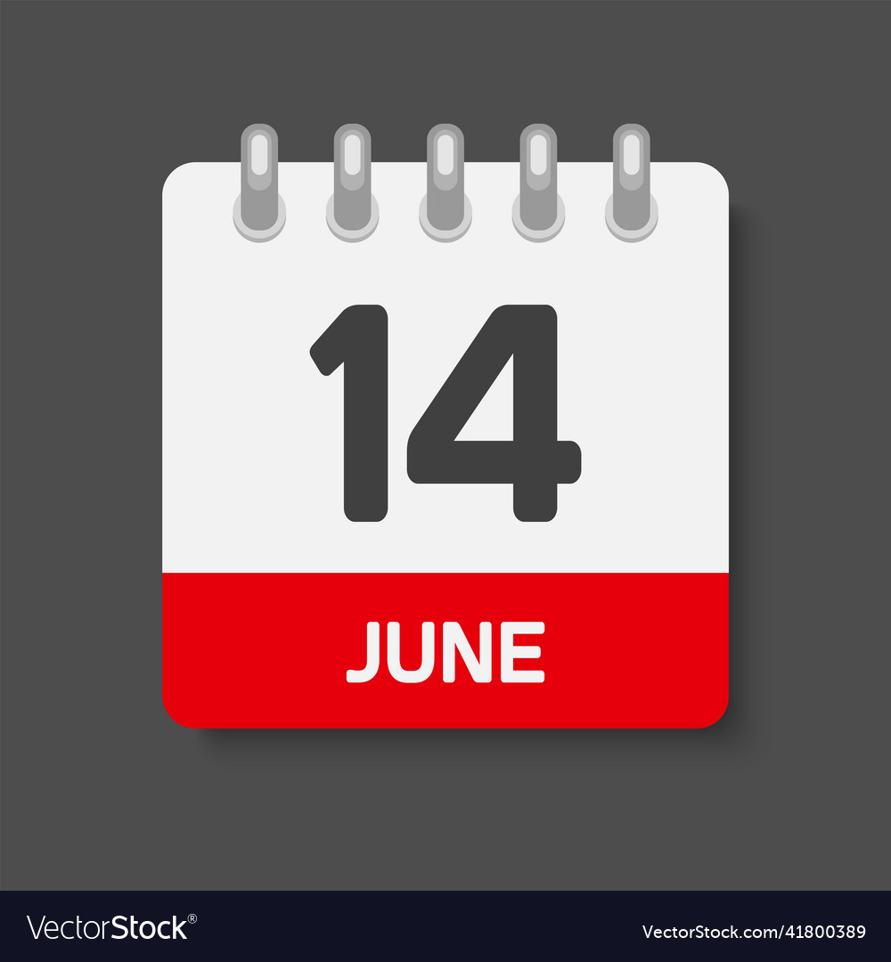 Icon Day Date 14 June Template Calendar Page Vector Image