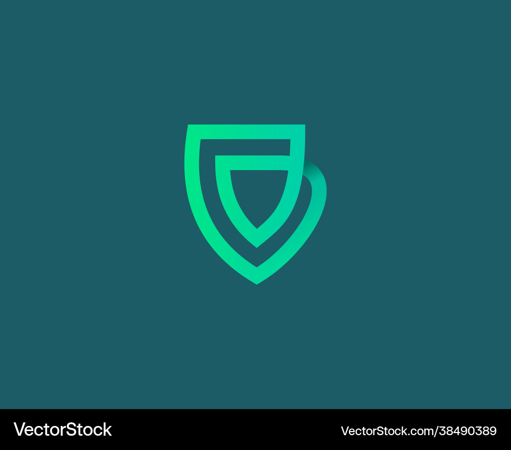 Linear shield loop icon logo design Royalty Free Vector