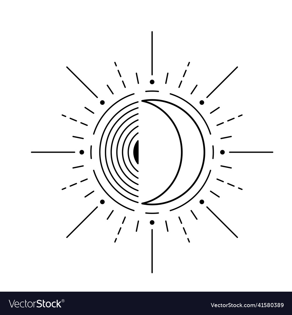 Moon Sun Logo Line Mystic Symbol Royalty Free Vector Image