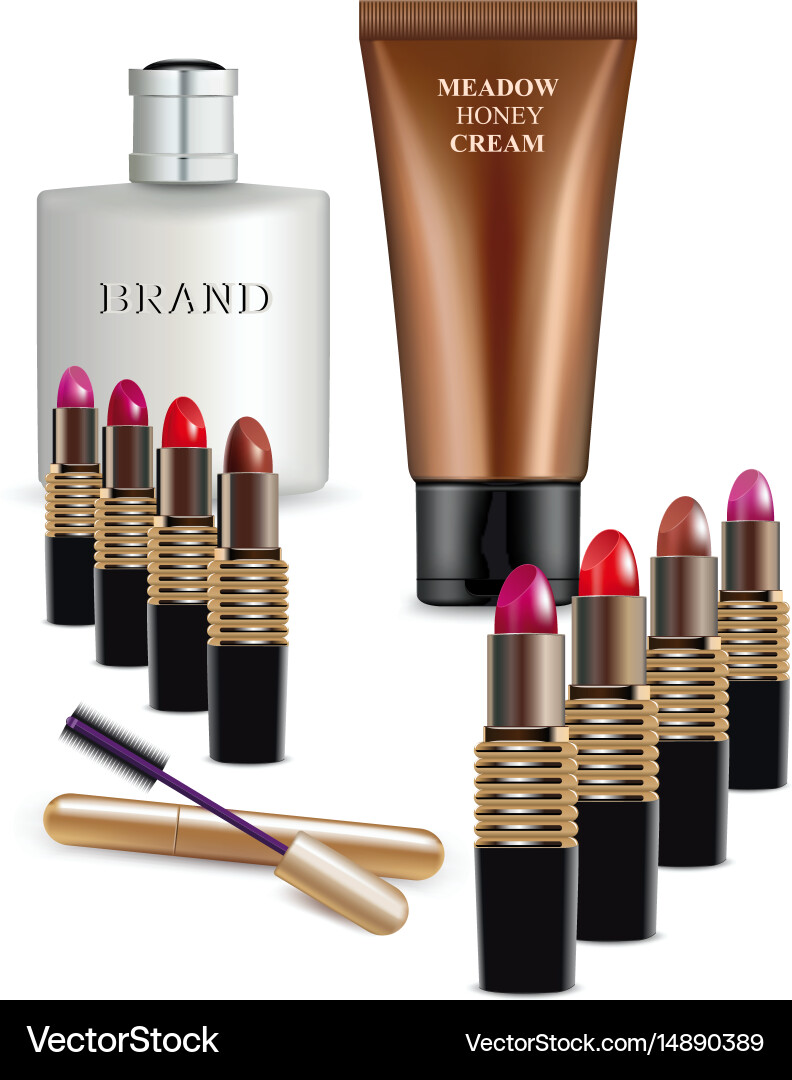 Sets cosmetics on isolated background Royalty Free Vector