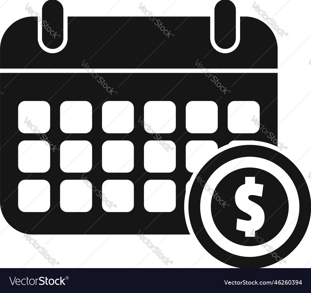 Calendar compensation icon simple money Royalty Free Vector