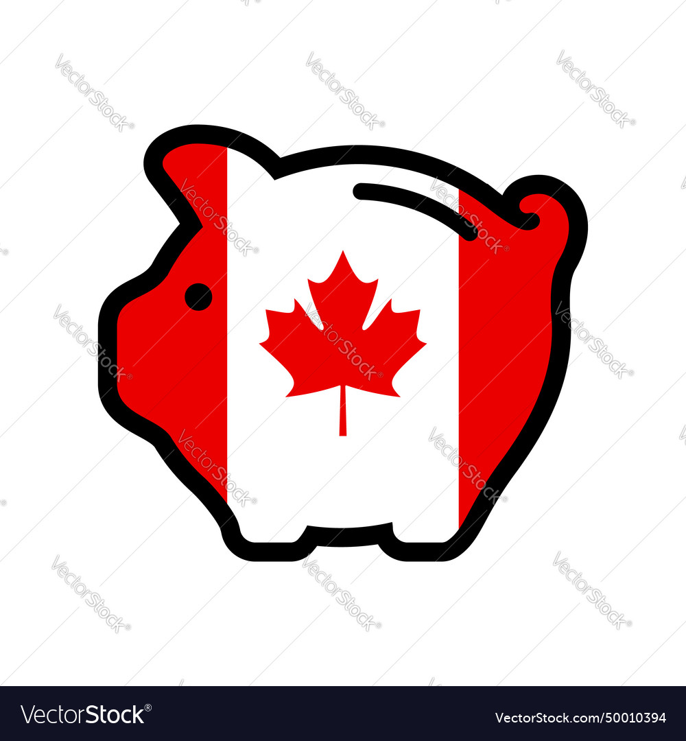 Flag of canada piggy bank icon symbol Royalty Free Vector