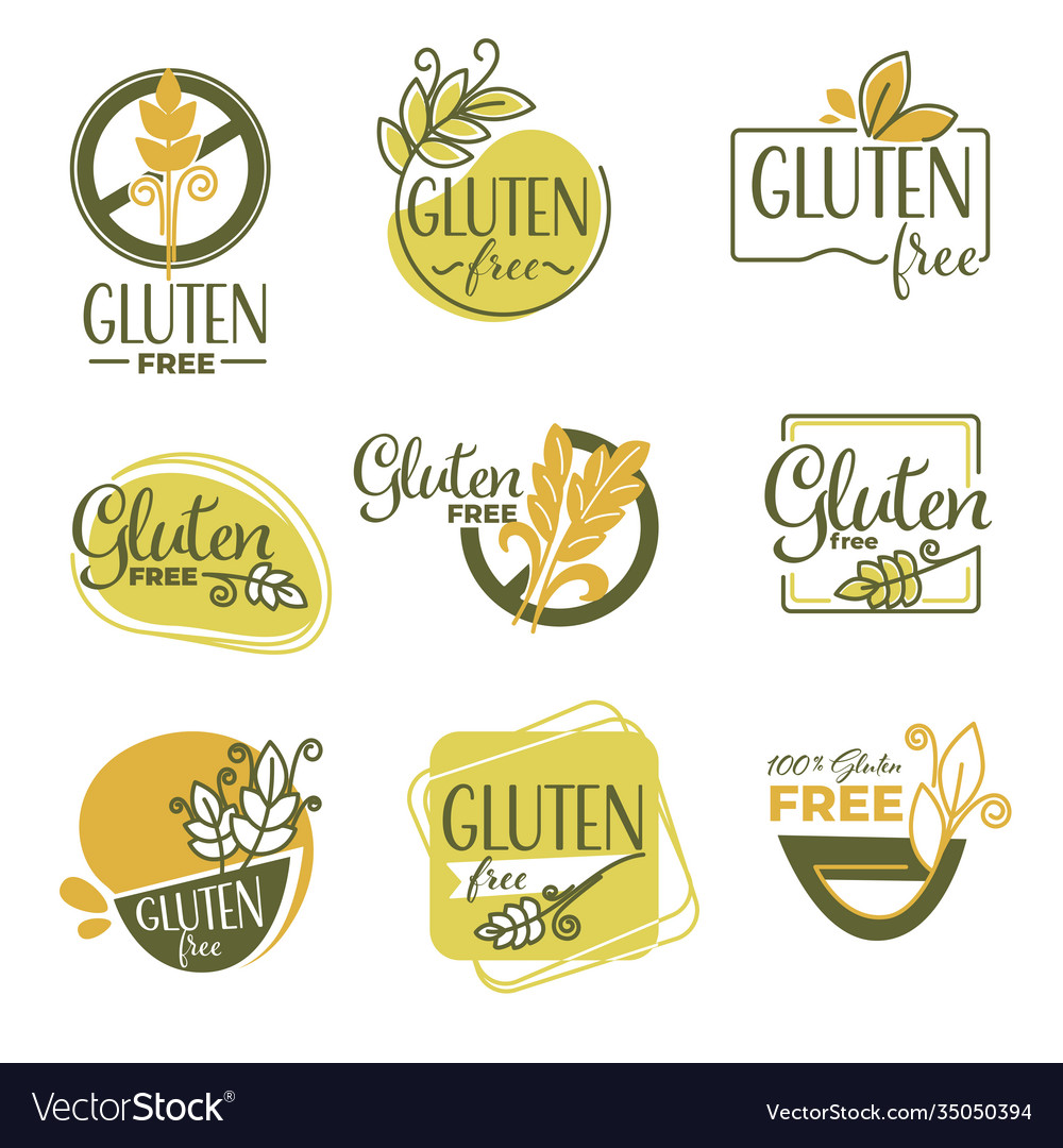 Gluten free products labels or emblems dieting Vector Image