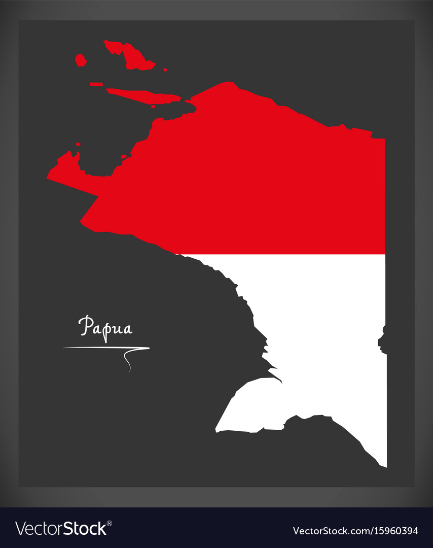 Papua indonesia map with indonesian national flag Vector Image