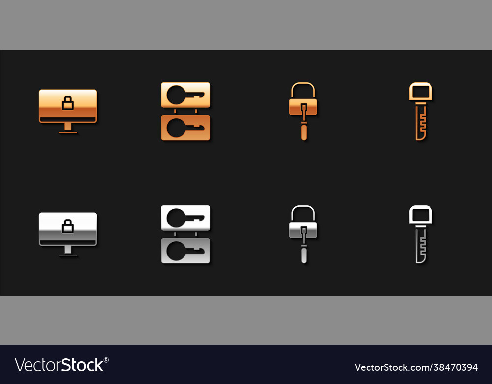 Set lock on computer monitor casting keys picks Vector Image