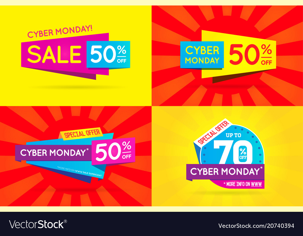 Set Of Cyber Monday Sale Signs Banners Posters Vector Image