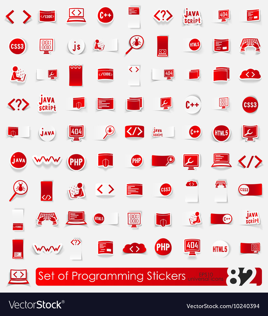 Set programming stickers Royalty Free Vector Image
