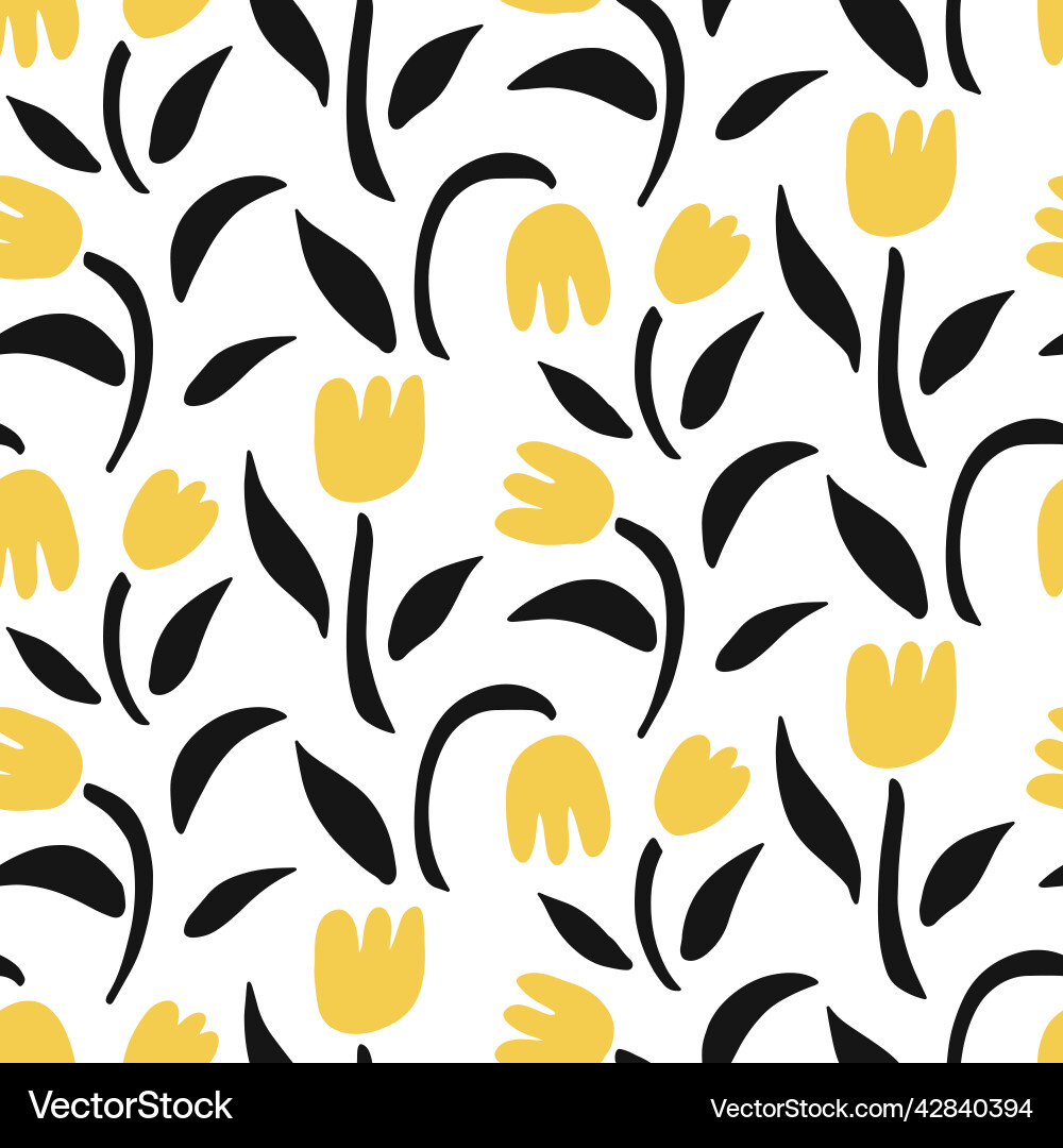 Tulip flower seamless pattern Royalty Free Vector Image