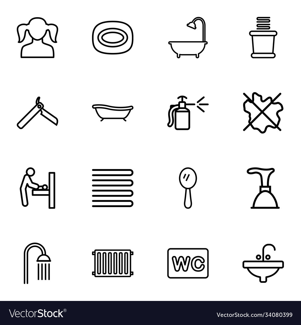 Bathroom icons Royalty Free Vector Image - VectorStock