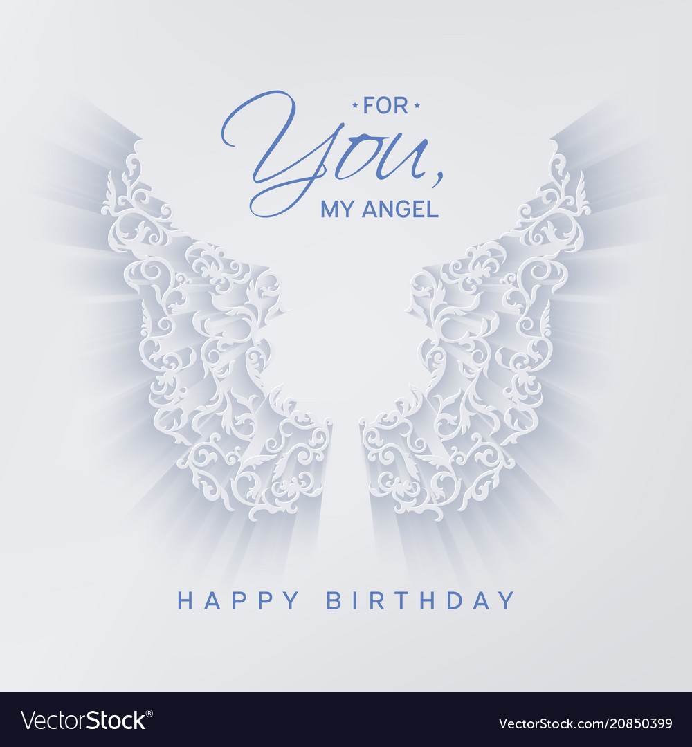 Happy birthday card with angel wings Royalty Free Vector