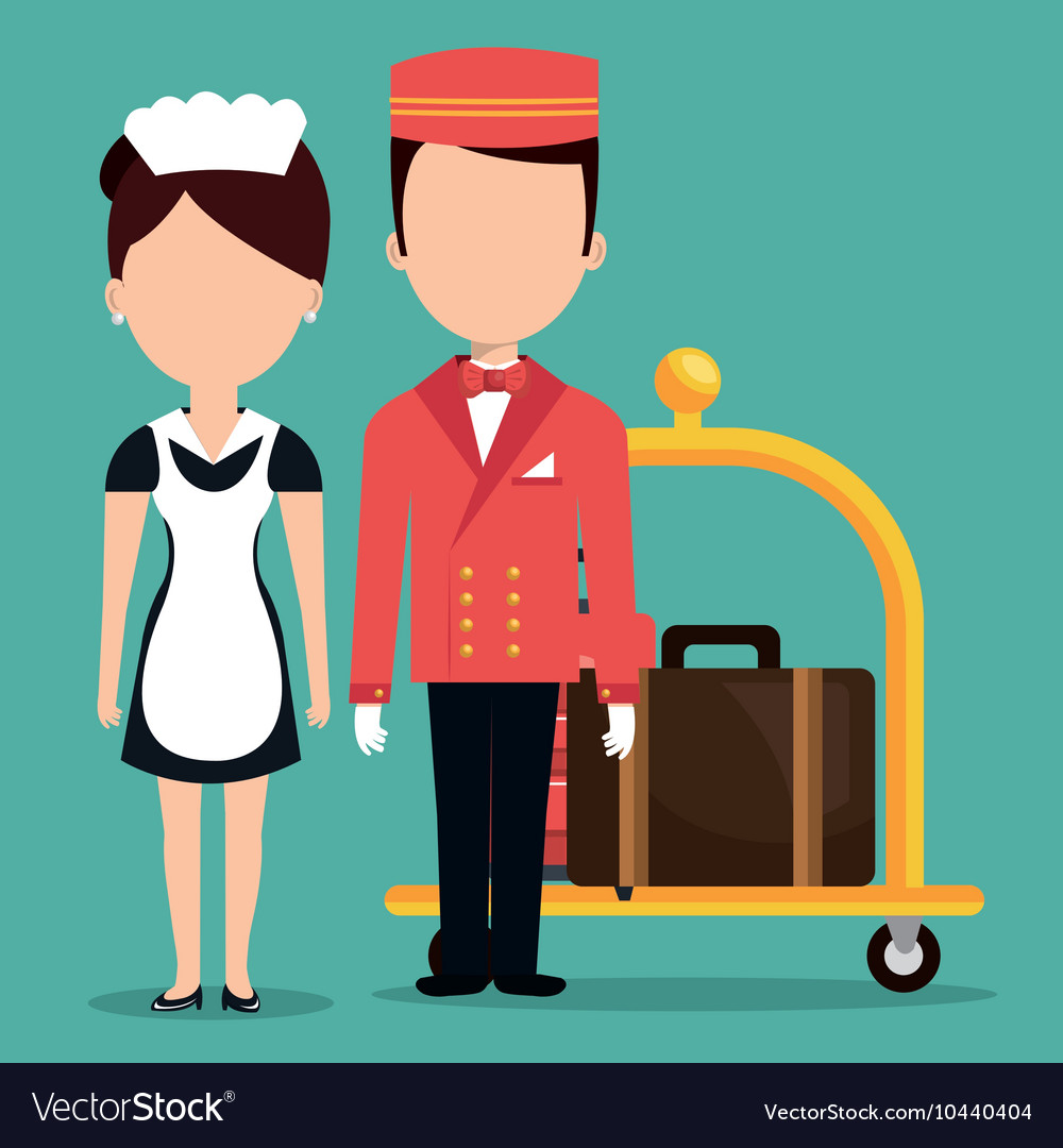 Housekeeper service hotel isolated icon Royalty Free Vector