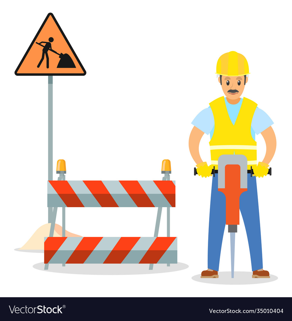 Road Repair Male Worker With Royalty Free Vector Image road-repair-male-worker-with-royalty-free-vector-image